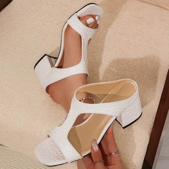 Crunowin Women's Fish Mouth Sandals, Fish Mouth Design Solid Color Spring/Summer Casual Comfortable Shoes White