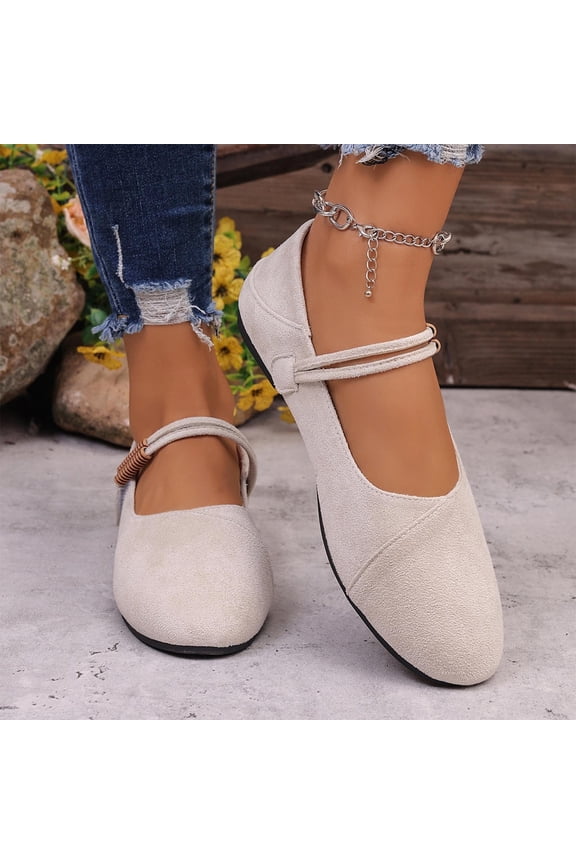 Women's Flat Mary Janes French Retro Fairy Style Mary Jane Spring Casual Comfortable Shoes Beige Size9