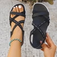 thumbnail image 1 of Crunowin Women's Flat Sandals, Soft Sole Breathable Elastic Strap Round Toe Spring Summer Casual Shoes 9, 1 of 9