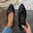 thumbnail image 1 of Crunowin Women's Flat Toe Shoes Sequin Design Pointed Toe Slip-On Soft Sole Comfortable Shoes Black Size9.5, 1 of 9