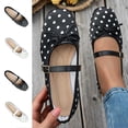 thumbnail image 1 of Crunowin Women's Flats, Bowknot Square Toe Polka Dots Shallow Toe Slip-On Comfortable Shoes White 7, 1 of 6