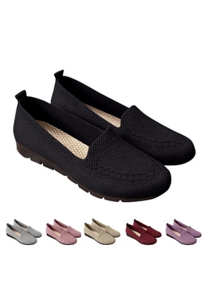 Women's Flats, Breathable Spring Fall Slip-Resistant Knit Mesh Comfortable Shoes Black 6
