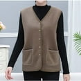 thumbnail image 1 of Crunowin Women's Fleece Vest Outerwear, Sleeveless Lightweight Buttoned Jackets Warm Soft Vests with Pockets Khaki 2XL, 1 of 5