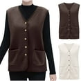 thumbnail image 1 of Crunowin Women's Fleece Vest Outerwear, Sleeveless Lightweight Buttoned Jackets Warm Soft Vests with Pockets White L, 1 of 7
