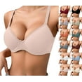 thumbnail image 1 of Crunowin Women's Lightweight Push Up Bra, Solid Color Open Back Daily Bra for Women Beige 70C, 1 of 9