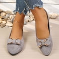 thumbnail image 1 of Crunowin Women's Low Heel Suede Pumps, Metal Bow Design Cool British Style Spring/Summer Casual Comfortable Everyday Wear Shoes Dark Gray, 1 of 9