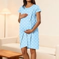 thumbnail image 1 of Crunowin Women's Maternity Nursing Dress, Round Neck Hidden Side Openings Short Sleeve Breastfeeding Dress Blue XL, 1 of 6