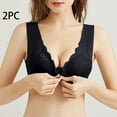 thumbnail image 1 of Crunowin Women's Plus Size Bra 2 Pack, Sexy Lace Full Coverage Traceless Breathable Comfort Front Open Buckle Daily Underwear Black XXXXXL, 1 of 5