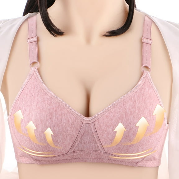 Crunowin Women's Plus Size Bra, Solid Color Fashion Push Up Wire Free Comfort Everyday Underwear Pink L