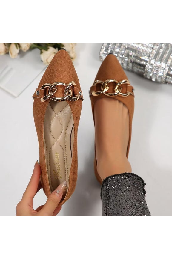 Women's Plus Size Pointed Toe Loafers, Slip-On Style Breathable Mesh Soft Sole Low-Cut Casual Flats Brown