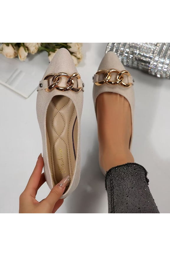Women's Plus Size Pointed Toe Loafers, Soft Sole Slip-On Style Breathable Mesh Low-Cut Casual Flats Beige