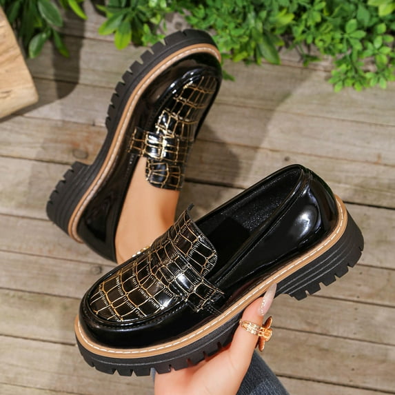 Crunowin Women's Plus-Size Solid Color Loafers, Plus Size Solid Color ...