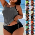 thumbnail image 1 of Crunowin Women’s Plus-Size Tankini Set, Padded Adjustable-Drawstring Two-Piece Swimsuit Black 4XL, 1 of 6