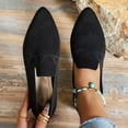 thumbnail image 1 of Crunowin Women's Pointed Toe Loafers, Plus Size Closed Heel Solid Color Low Heel Shoes Black, 1 of 8