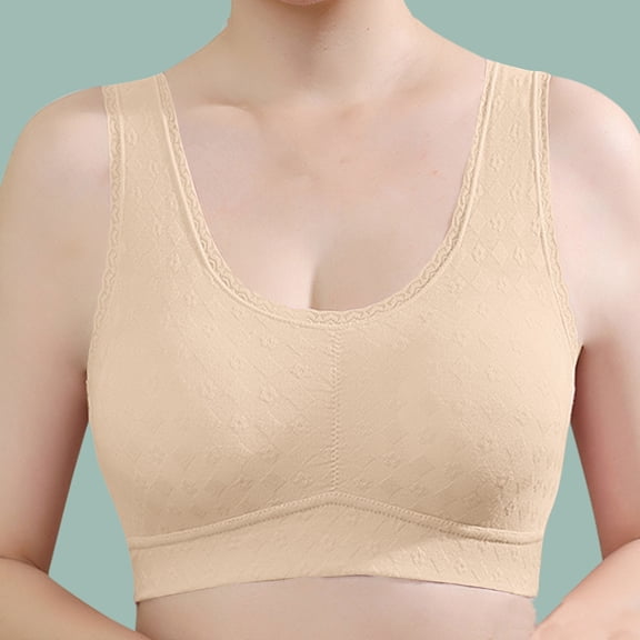 Crunowin Women's Push Up Bra, Breathable Traceless Comfort Wire Free Solid Color Daily Underwear Beige XXXXL