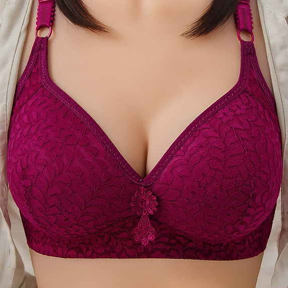 Crunowin Women's Push up Bras Underwire, Full Coverage Support Daily Bra Red 38