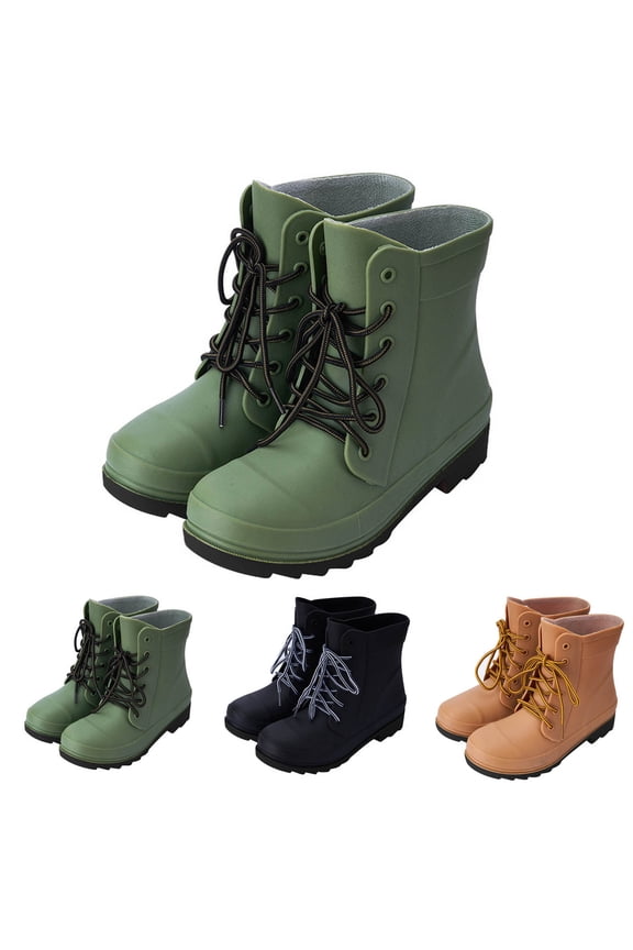 Women's Rain Boots, Non-Slip Outdoor Martin Style Thick Durable Casual Shoes Khaki 5.5