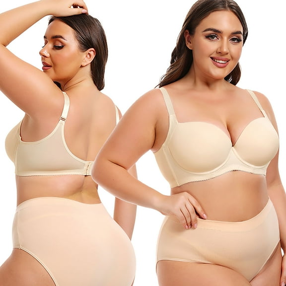 Crunowin Women's Seamless Bra, Underwire Traceless Smooth Plus Size Push Up Everyday Underwear White 85E