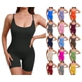 thumbnail image 1 of Crunowin Women's Seamless Jumpsuit, Sleeveless Cross Strap Shapewear Workout Bodysuit Black M, 1 of 7
