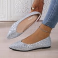thumbnail image 1 of Crunowin Women's Sequin Flats, Sequin Embellished Breathable Pointed Toe Everyday Shoes Silver 6, 1 of 9