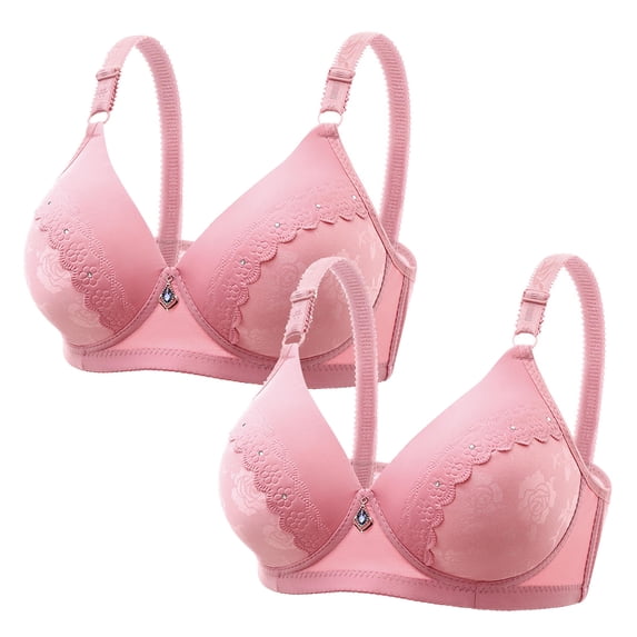 Crunowin Women's Sexy Adjustable Bra 2 Pack, Fashion Solid Color Push Up Full Coverage Wire Free Comfort Everyday Underwear Watermelon Red 42/95