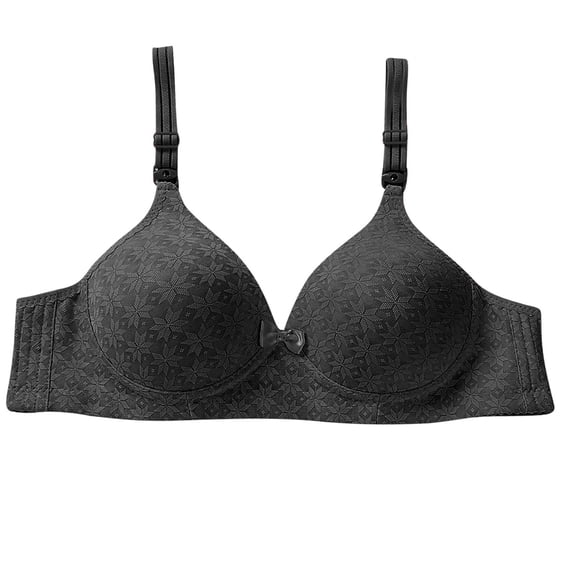 Crunowin Women's Sexy Bra, Push Up Wire Free Comfort Solid Color Breathable Lingerie Everyday Underwear Black 80B