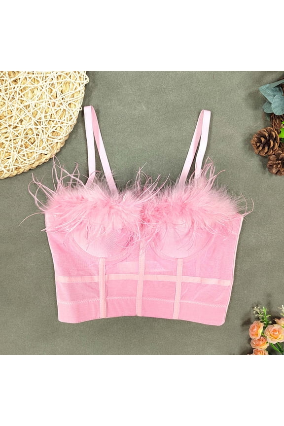 Women's Sexy Bra, Seductive Lingerie Push Up Breathable Fluffy Smooth Everyday Underwear Pink S