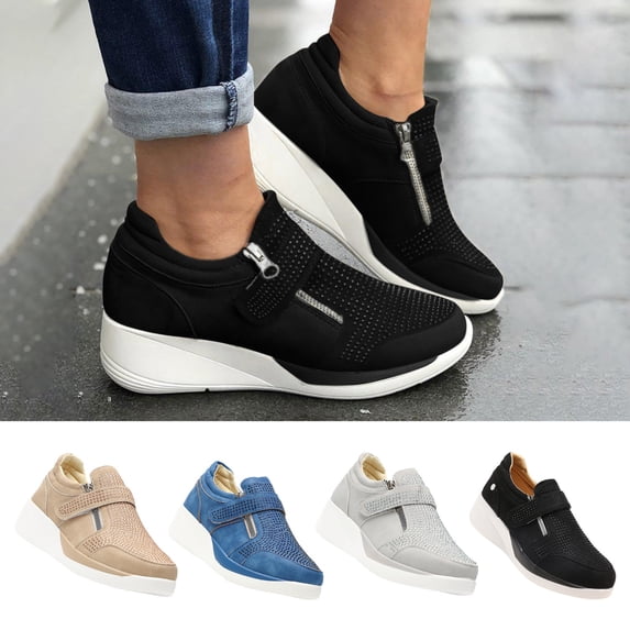 Crunowin Women's Shoes, Casual Comfort Sporty Thick Wedge Sole Lightweight Sneakers