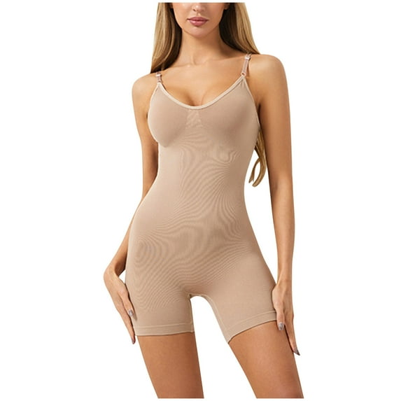 Crunowin Women's Slim Fit Jumpsuit Sleeveless Round Neck Yoga Work Out Jumpsuit wiuth Adjustable Strap Khaki Size XL