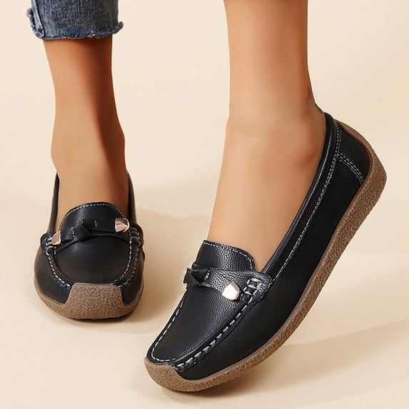 Crunowin Women's Slip-On Flats, Breathable Closed Toe Breathable Comfort Shoes Black 8.5
