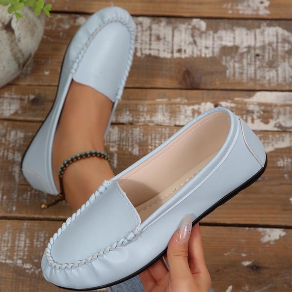 Crunowin Women's Soft Sole Casual Flats, Covered-Toe Spring/Summer Soft Sole Versatile Everyday Comfort Shoes Sky Blue