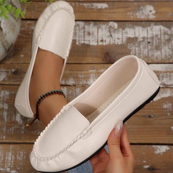 Crunowin Women's Soft Sole Casual Flats, Soft Sole Spring/Summer Covered-Toe Versatile Everyday Comfort Shoes Beige