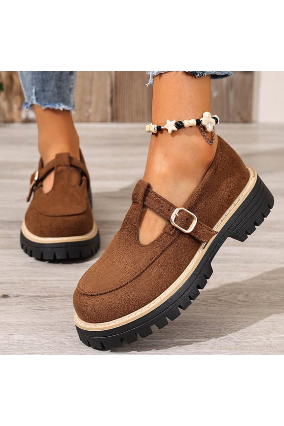 Women's Solid Color One-Foot Loafers, Round Toe One-Foot Style Solid Color Low Heel Everyday Comfortable Shoes Brown