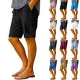 thumbnail image 1 of Crunowin Women’s Solid Cotton-Blend Casual Shorts Breathable Summer Capris (3/4 Length) Navy Size M, 1 of 7
