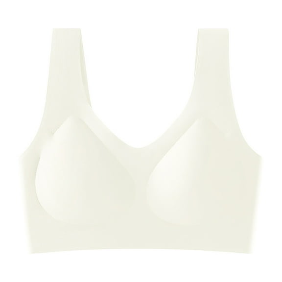 Crunowin Women's Sports Bra, Breathable Comfort Push Up Traceless Everyday Underwear White Free Size