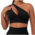 thumbnail image 1 of Crunowin Women's Sports Bras, One Shoulder Seamless Backless Yoga Bra Black S, 1 of 3
