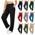 thumbnail image 1 of Crunowin Women’s Sweatpants Fall Casual Elastic Waist Full-Length Stright Leg Long Pants with Pockets Black Size L, 1 of 10