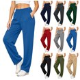 thumbnail image 1 of Crunowin Women’s Sweatpants Fall Casual Elastic Waist Full-Length Stright Leg Long Pants with Pockets Light Blue Size S, 1 of 10
