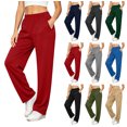 thumbnail image 1 of Crunowin Women’s Sweatpants Fall Casual Elastic Waist Full-Length Stright Leg Long Pants with Pockets Red Size M, 1 of 10