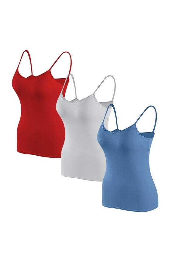 Women's Tank Top Bra 3 Pack, Padded Support Breathable Comfort Moisture Wicking Solid Color Workout Undershirts Lingerie Multicolor M