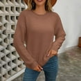 thumbnail image 1 of Crunowin Women's Trendy Sweater, Loose Fit Long Sleeve Cozy Comfort Solid Color Crewneck Neck Casual Pullover Tops Brown M, 1 of 6