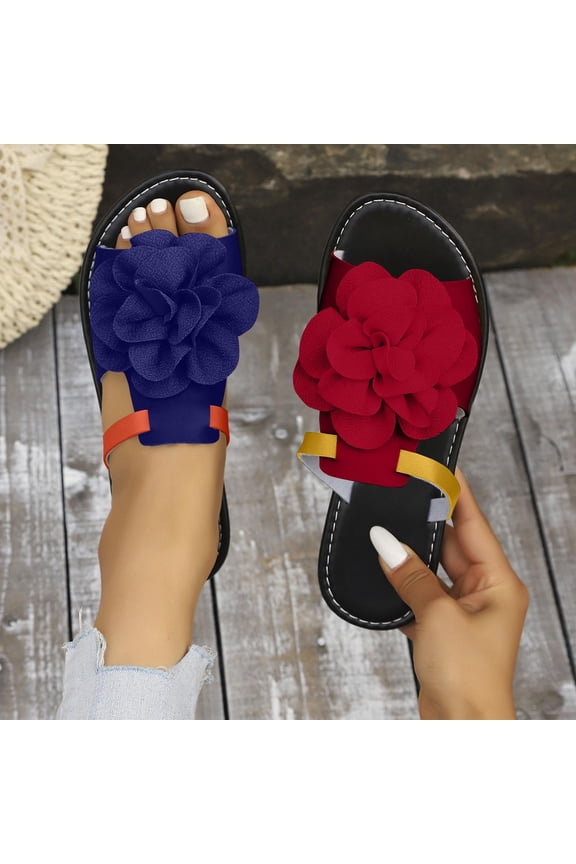 Women's Two-Tone Lightweight Wrap Sandals, Spring Summer Trendy Color-Blocked Beach & Leisure Low-Heeled Slippers Blue 9