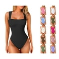 thumbnail image 1 of Crunowin Women's U-Neck Sleeveless Shapewear Bodysuit Slim Fit Seamless Jumpsuit Green Size 2XL, 1 of 3