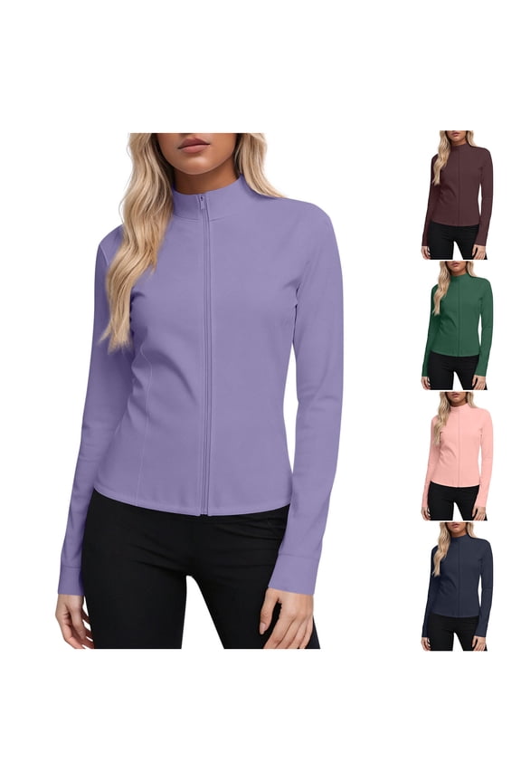 Women’s UPF 50+ Sun Protection Jacket, Zip-Front Long-Sleeve Slim-Fit Athletic Jacket with Adjustable Cinched Waist Coffee 2XL