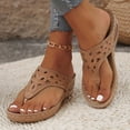 thumbnail image 1 of Crunowin Women's Wedge Heel Flip Flops, Thick Sole Beach Sandals Comfortable Summer Outdoor Plus Size Sparkly Slippers for Casual Wear Brown, 1 of 7