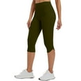 thumbnail image 1 of Crunowin Womens Leggings, High Waisted Yoga Pants Fitness Work Out Capri Pants Army Green S, 1 of 8