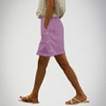 thumbnail image 1 of Crunowin Womens Linen Walk Shorts, Casual Solid Lightweight Breathable Beach Shorts with Button Decoration Purple 2XL, 1 of 6