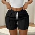 thumbnail image 1 of Crunowin Womens Pleated Sweatshorts, wtih Drawstring Casual Summer Home Short Black M, 1 of 3
