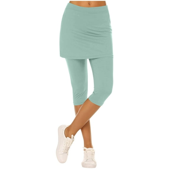Crunowin Womens Skirt Sports Yoga Pants, Casual Quick Dry Workout Capri Leggings Mint Green 2XL