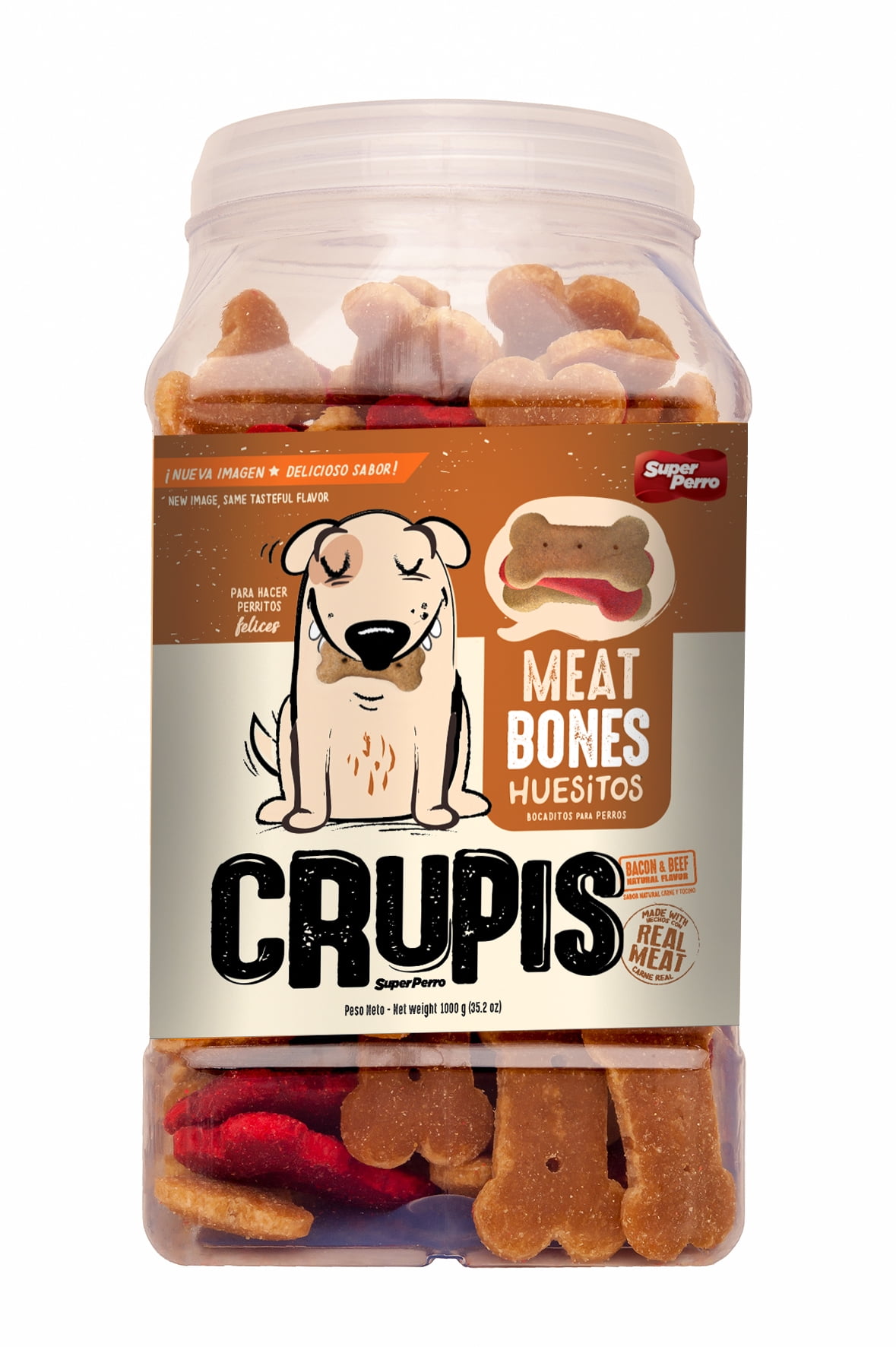 Crupis Huesitos Meat Bones Dog Hard Dry Treats 2.2lbs Bag